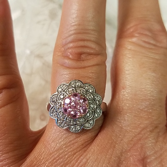 Pink Sapphire Sterling Silver Ring - Picture 1 of 6